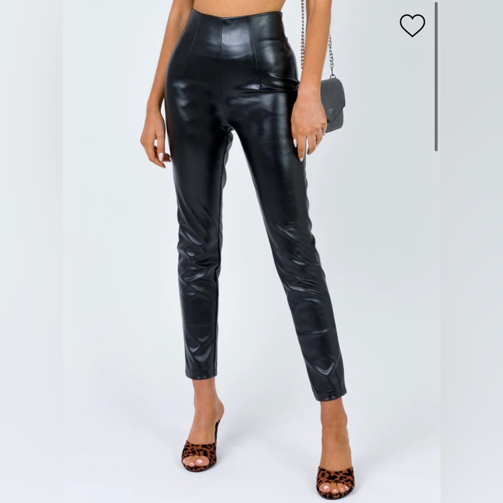 Princess Polly Black Faux Leather Leggings - Picture 3 of 13